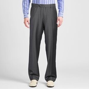 ERMENEGILDO ZEGNA wool dress pant trousers dark grey 50R flat front straight leg